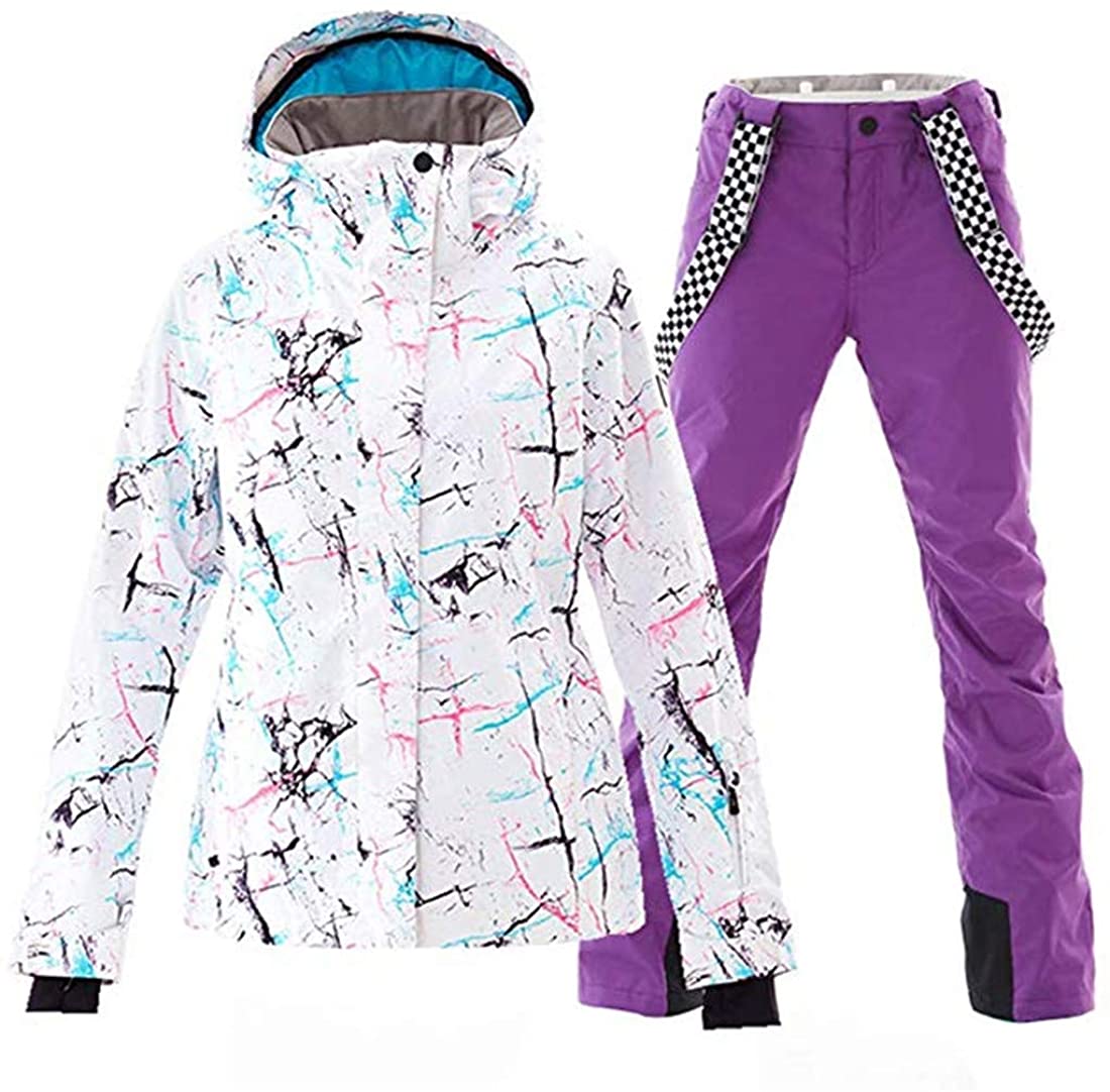 Price:$89.95    OLEK Women's High Waterproof Windproof Technology Colorful Snowboarding Jacket Ski Pants Set  Clothing