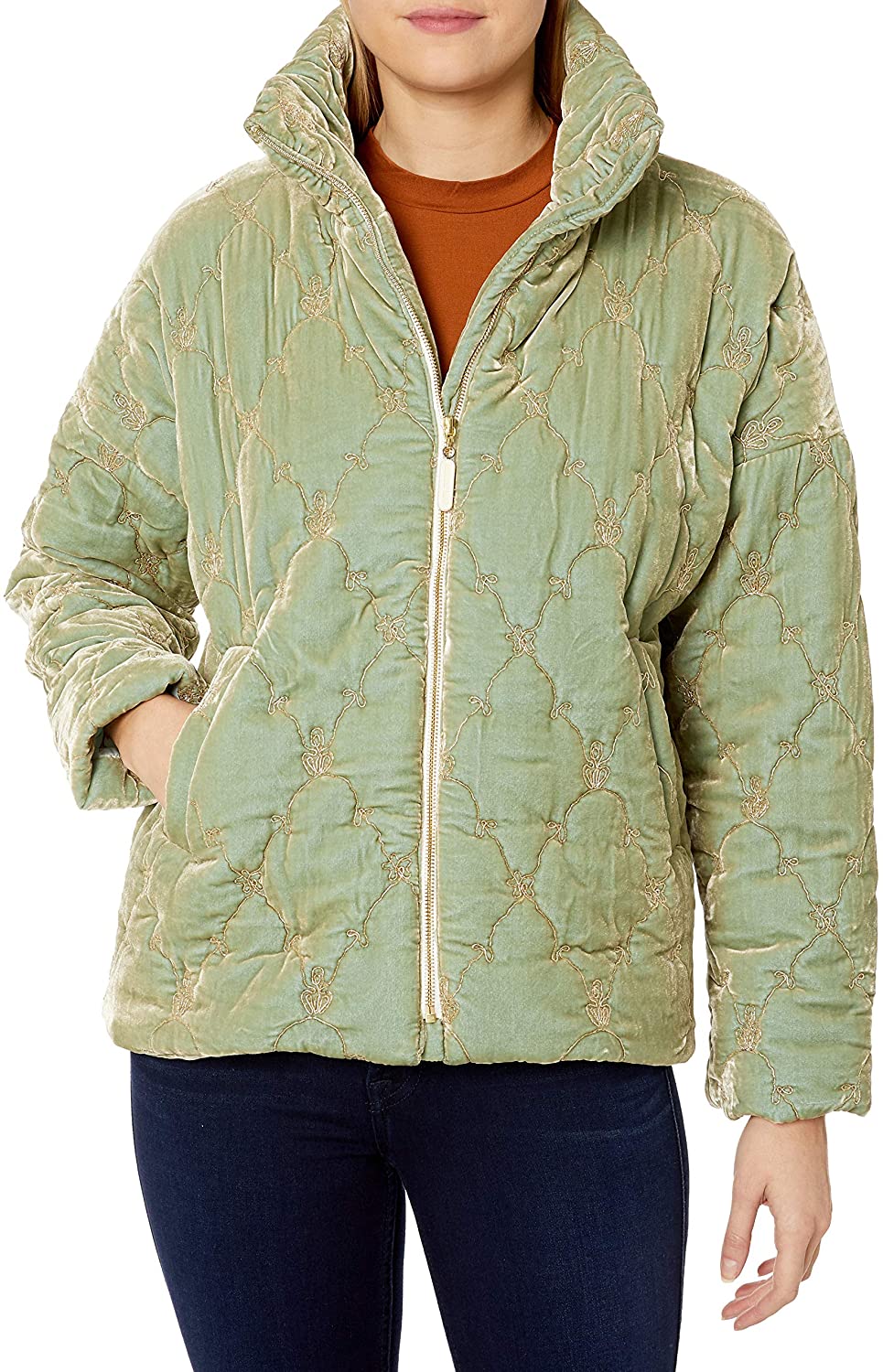 Price:$521.35 Johnny Was Women's Silk Blend Velvet Blue Puffer Jacket at Amazon Women's Coats Shop