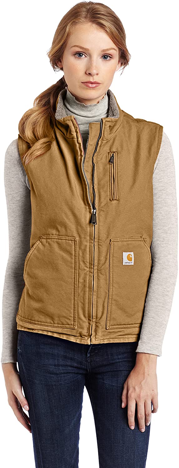 Price:$67.45 Carhartt Women's Mock Neck Sherpa Lined Vest (Regular and Plus Sizes) at Amazon Women's Coats Shop