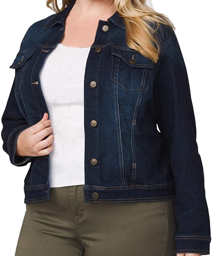 Price:$32.99 Symbidium Women's Plus Size Classic Button Down Stretch Denim Jacket Coats at Amazon Women's Coats Shop