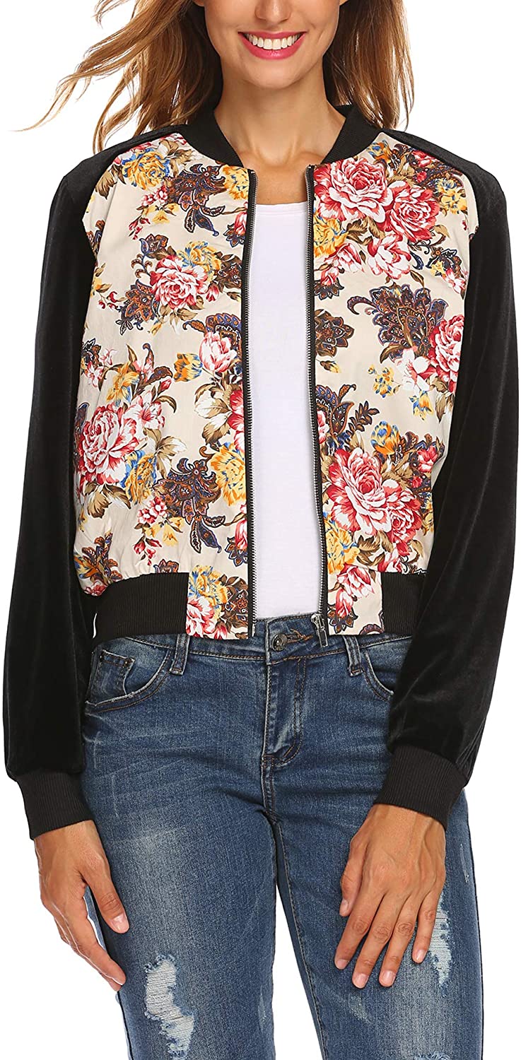 Price:$31.99 Meaneor Womens Bomber Jacket Classic Quilted Jacket Short Coat Mini Embroidered Floral Jacket at Amazon Women's Coats Shop