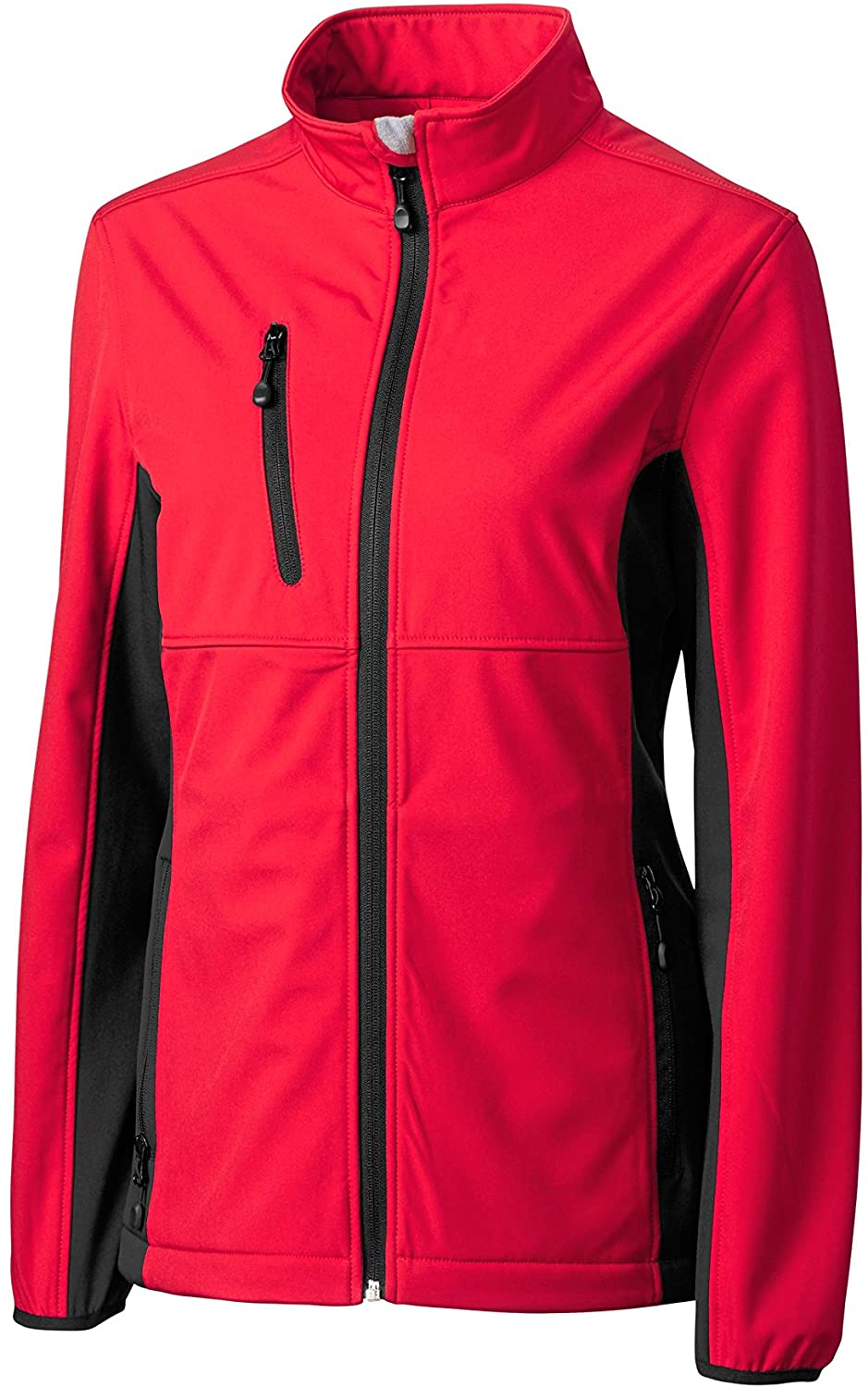 Price:$55.00     Cutter & Buck LQO00042 Womens Narvik Colorblock Softshell, Red/Black-XXL   Clothing