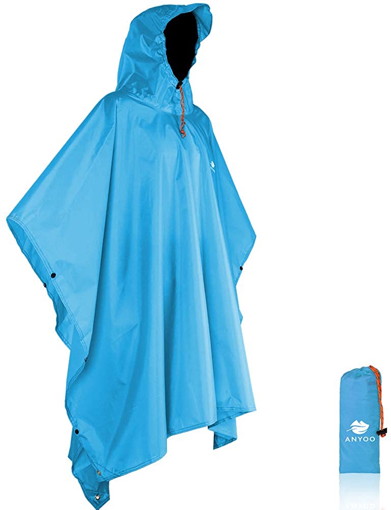 Price:$15.99    Anyoo Waterproof Rain Poncho Lightweight Reusable Hiking Hooded Coat Jacket for Outdoor Activities  Clothing