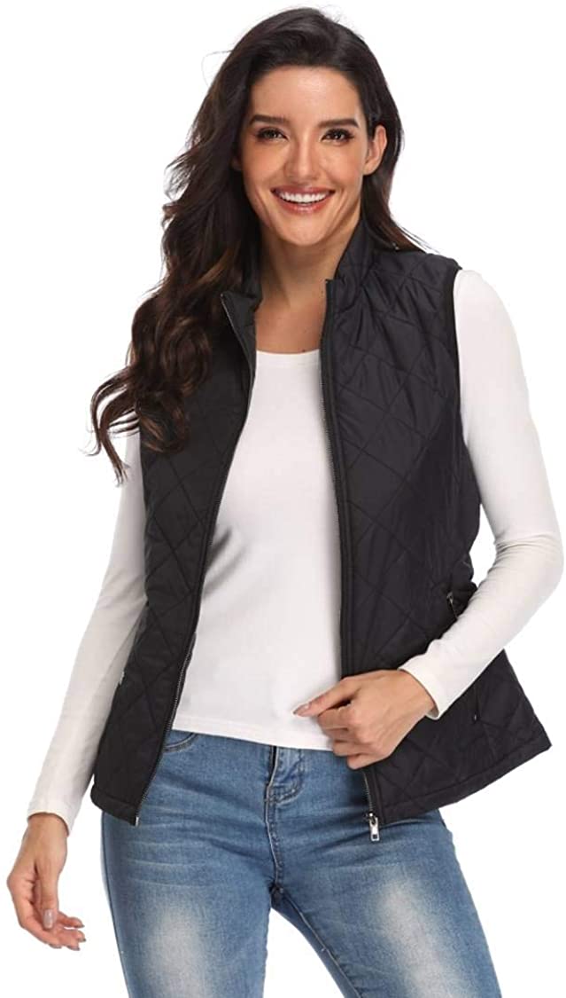 Price:$14.99 Argstar Lightweight Stand Collar Zip Pockets Gilet Quilted Puffy Vest for Women at Amazon Women's Coats Shop
