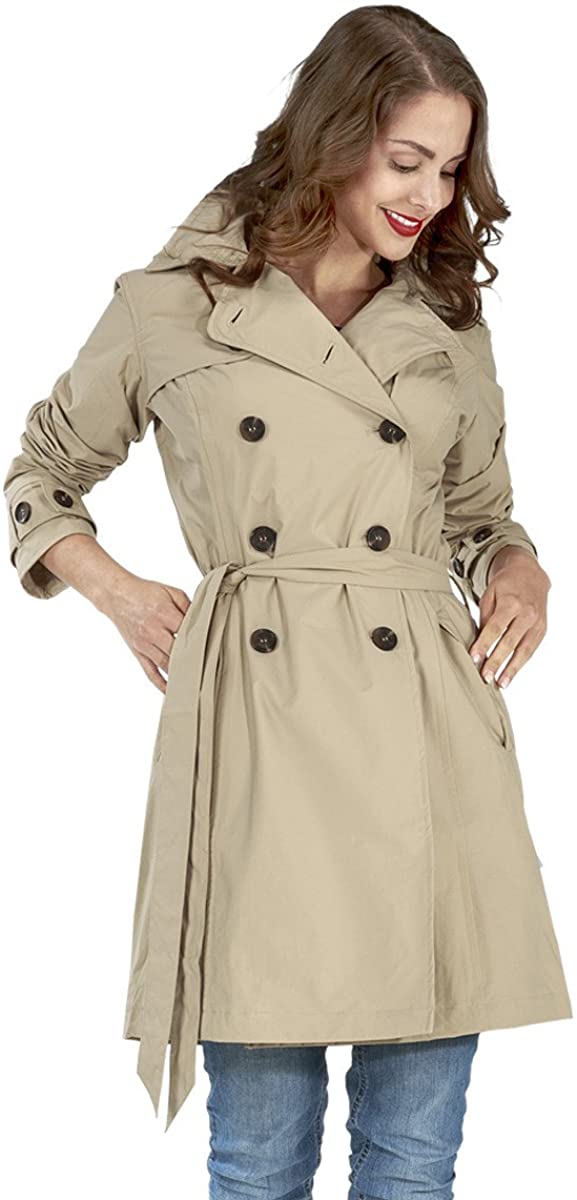 Price:$79.00    Happy Rainy Days Women's Trench Coat with Removable Hood  Clothing