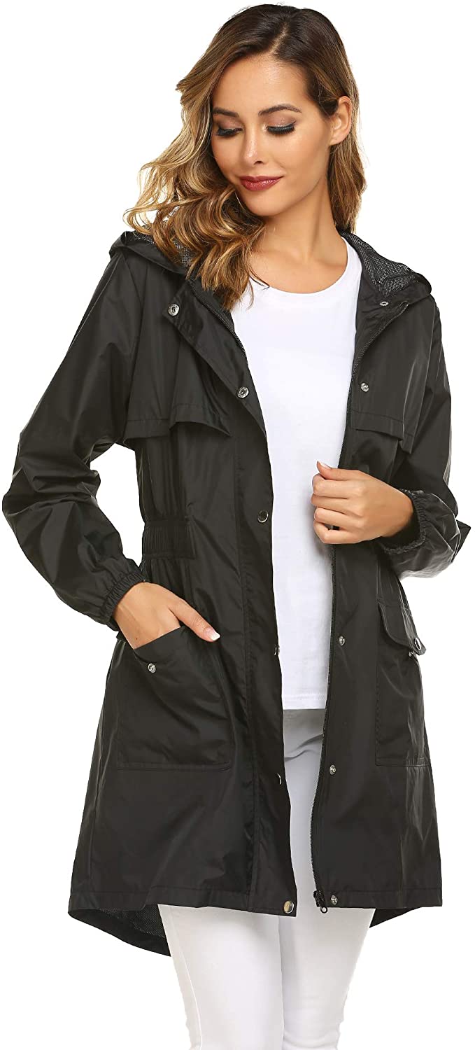 Price:$19.99    Avoogue Womens Rain Coat Lightweight Hooded Long Raincoat Outdoor Breathable Rain Jackets  Clothing