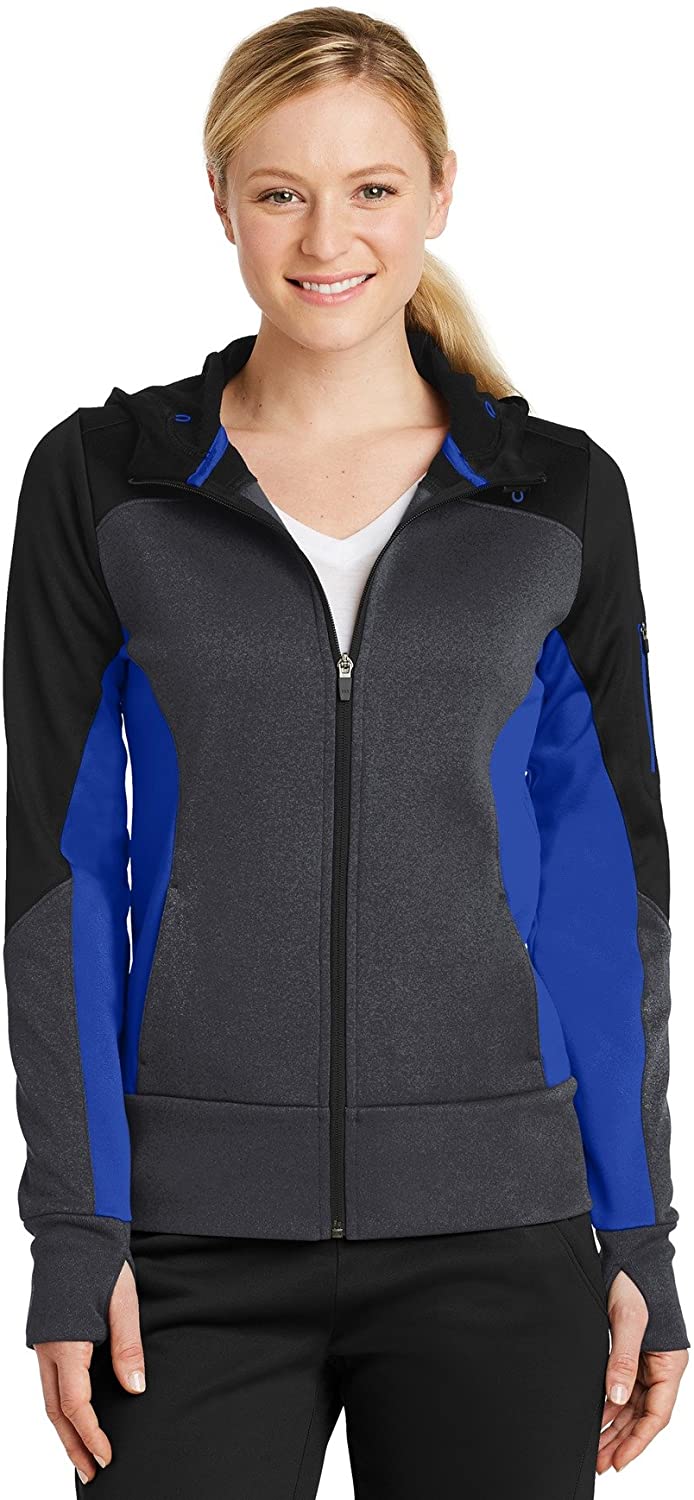 Price:$43.18 Sport-Tek Ladies Tech Fleece Colorblock Full-Zip Hooded Jacket. LST245 at Amazon Women's Coats Shop