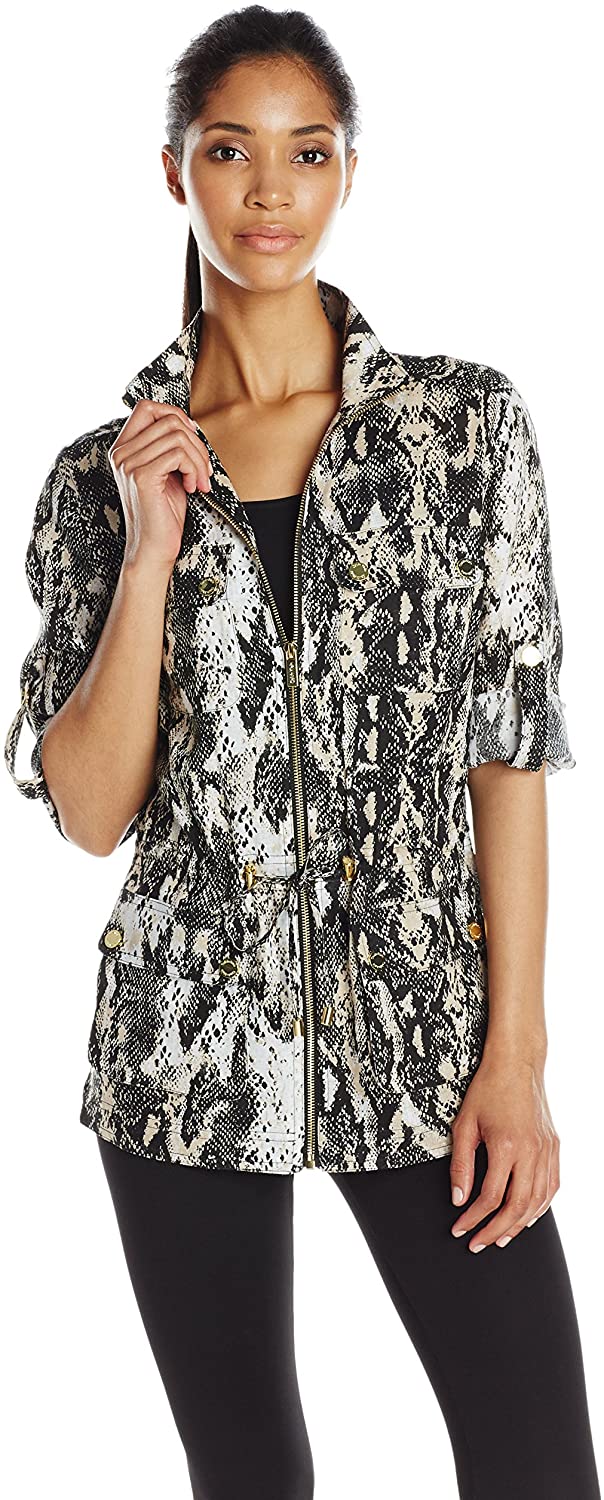 Price:$130.88    Calvin Klein Women's Printed Linen Jacket  Clothing