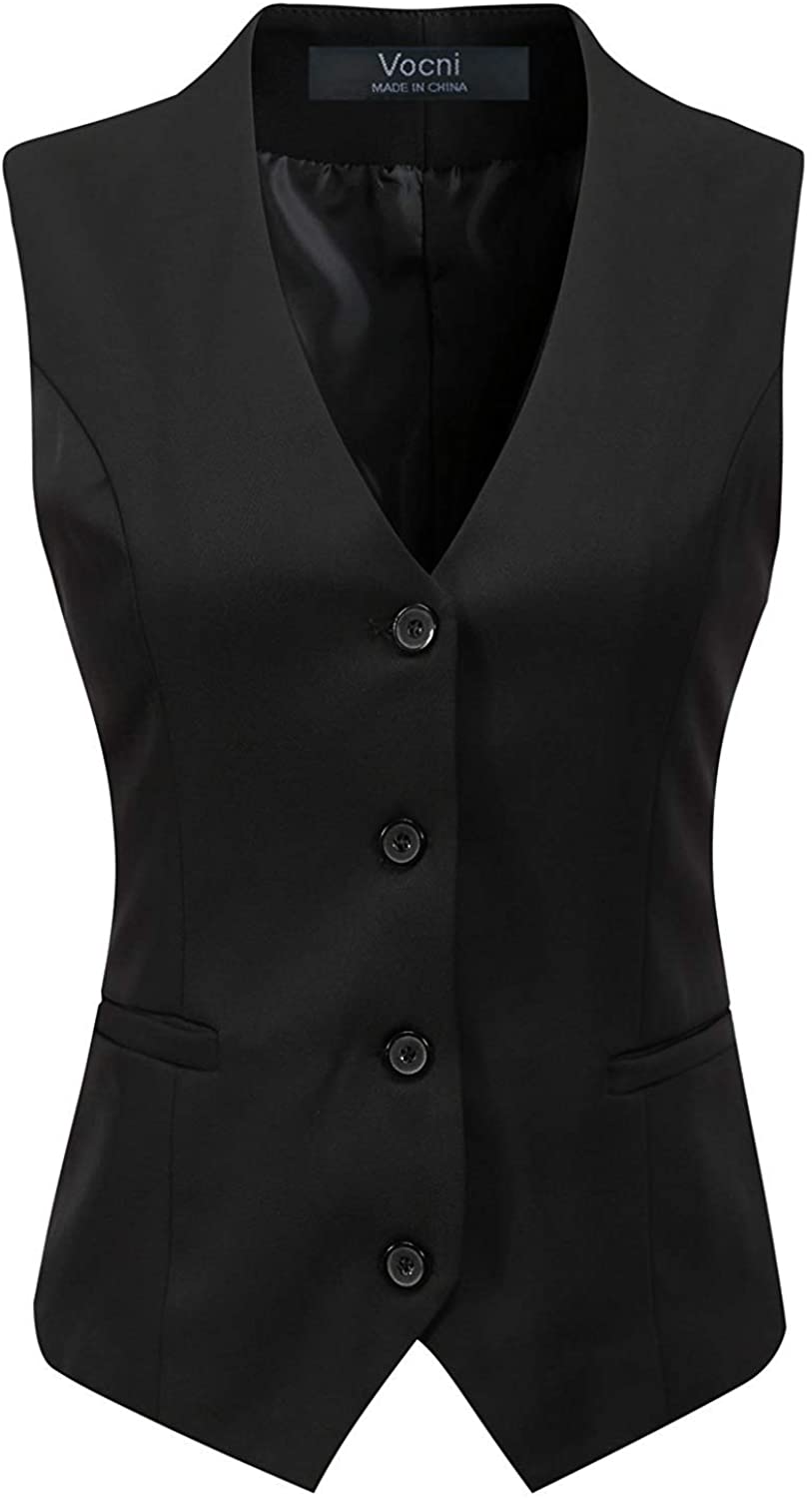 Price:$15.38 Vocni Women's Fully Lined 4 Button V-Neck Economy Dressy Suit Vest Waistcoat at Amazon Women's Coats Shop