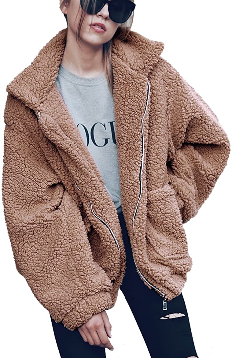 Price:$31.99 PRETTYGARDEN Women's Fashion Long Sleeve Lapel Zip Up Faux Shearling Shaggy Oversized Coat Jacket with Pockets Warm Winter at Amazon Women's Coats Shop