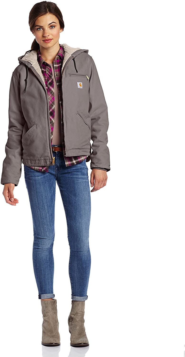Price:$50.23 Carhartt Women's Sherpa Lined Sandstone Sierra Jacket (Regular and Plus Sizes) at Amazon Women's Coats Shop