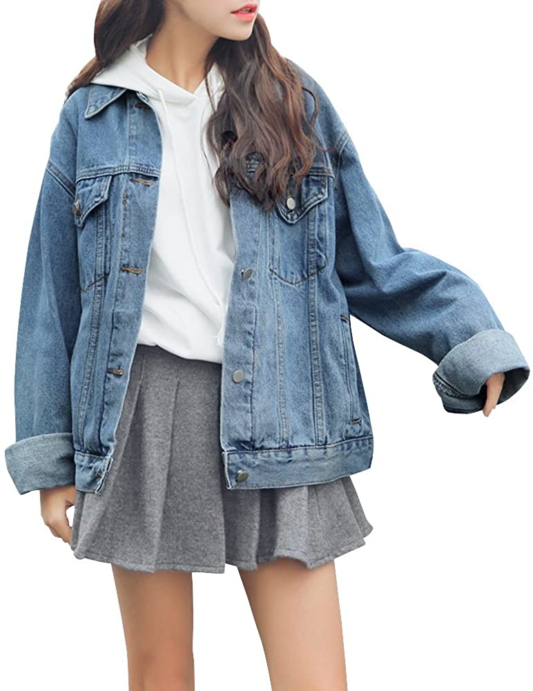 Price:$28.99 Dasior Women's Boyfriend Denim Jackets Long Sleeve Loose Jean Coats at Amazon Women's Coats Shop
