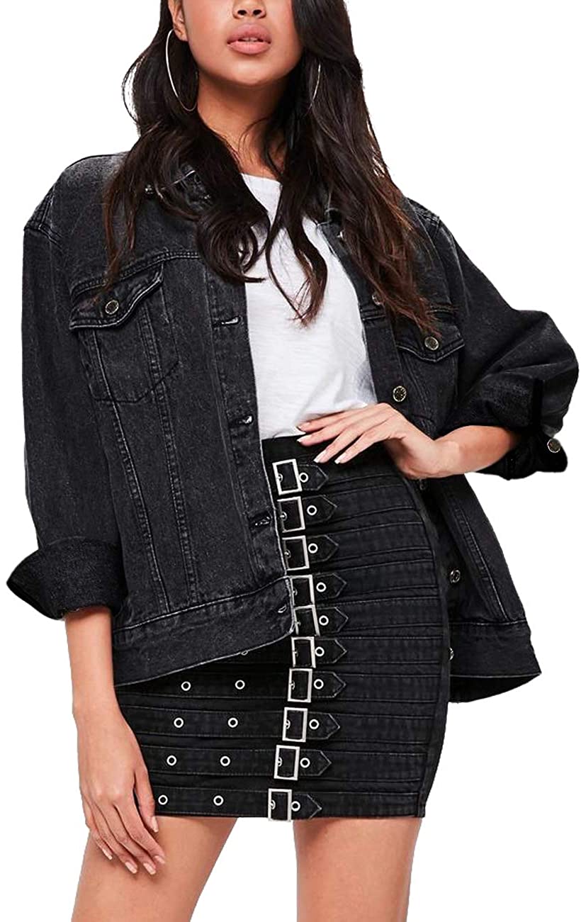Price:$29.99 Eliacher Women's Boyfriend Denim Jacket Long Sleeve Loose Jean Jacket Coats at Amazon Women's Coats Shop