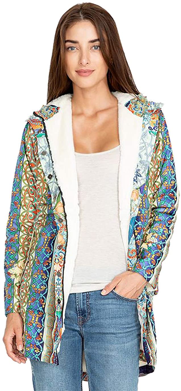 Price:$349.00 Johnny Was TRO Anorak Jacket Sherpa Lining Medium M Multi Color Hobo Chic New at Amazon Women's Coats Shop