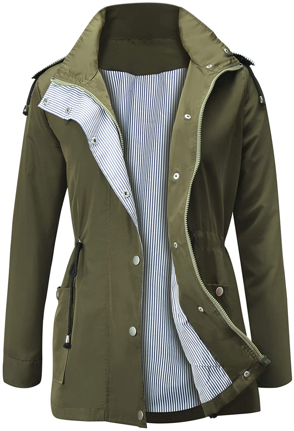 Price:$18.60    JASAMBAC Rain Jacket Women Waterproof Hooded Raincoat Lightweight Trench Coats Active Outdoor Windbreaker  Clothing