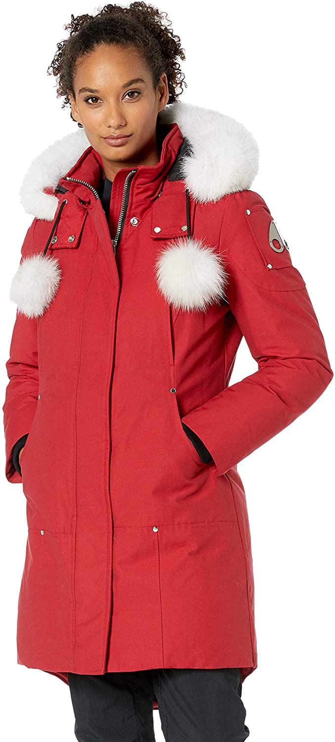 Price:$397.50    Moose Knuckles Women's Stirling Parka with Fur Pom  Clothing