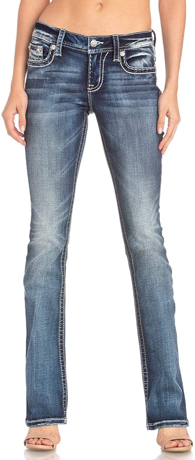 Price:$86.00    Miss Me Sure Thing Slim Bootcut Jeans  Clothing