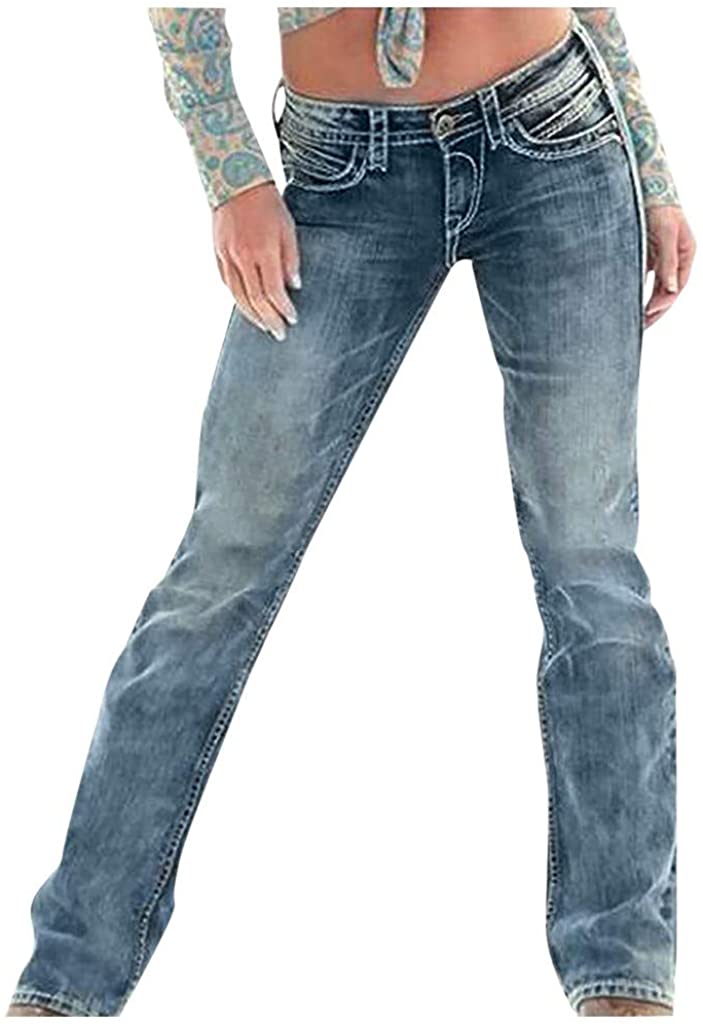 Price:$14.96     Women's Low Rise Bootcut Jeans Retro Distressed Stretchy Denim Jeans Butt Lift   Clothing