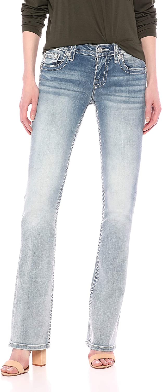 Price:$99.99    Miss Me Women's Living Angel Mid Rise Bootcut Jeans  Clothing