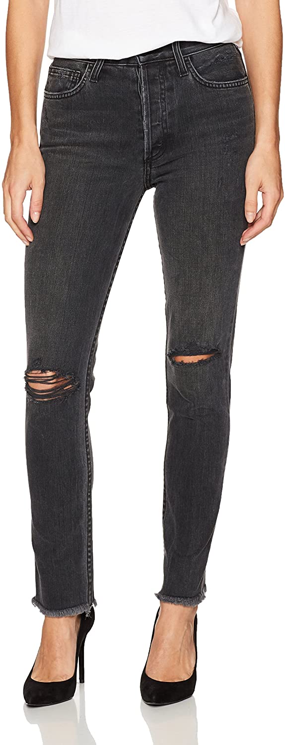 Price:$147.51    SIWY Women's Gaby High-Waisted Skinny Jeans in Black Destroy Cadillac  Clothing