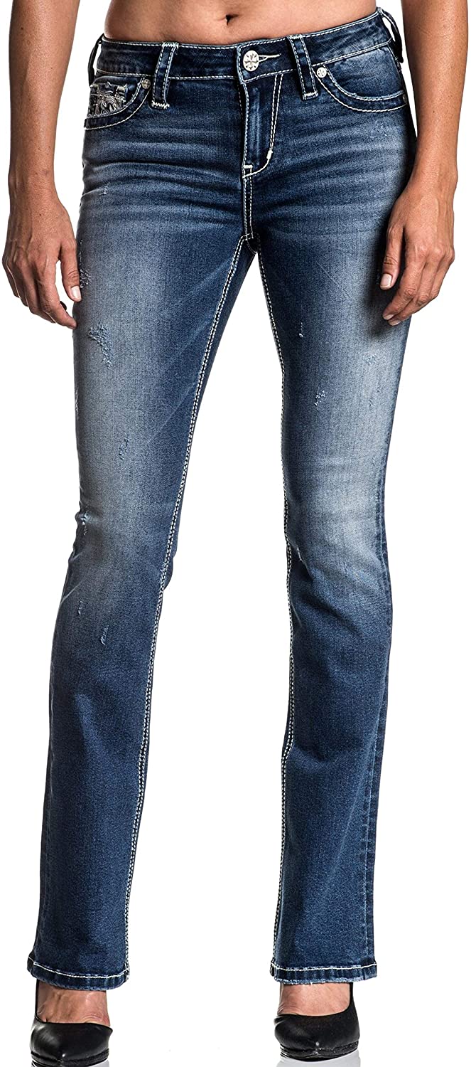 Price:$84.95    Affliction Jade Standard Cali Boot Cut Leg Fashion Denim Jeans Pants for Women  Clothing