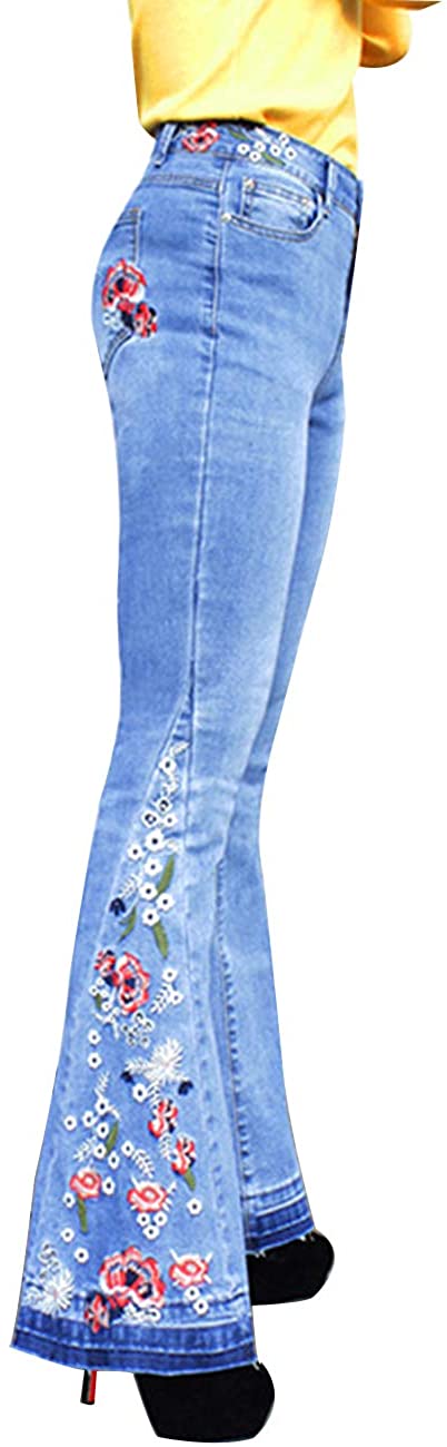 Price:$26.98 ZENTHACE Women's Flared Fit Jeans Bell Bottom Denim Pants with Contrast Wash Hem Detail at Amazon Women's Jeans store