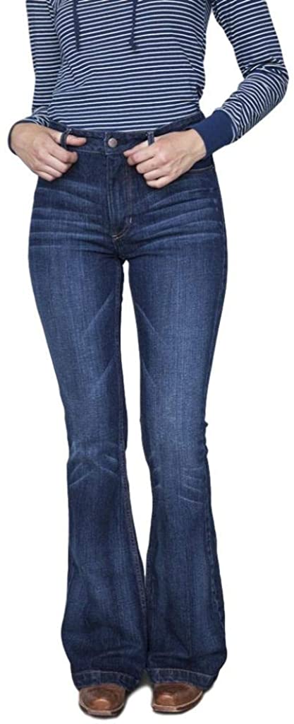 Price:$149.95 Kimes Ranch Women's Dark Wash Jennifer High Rise Wide Flare Jeans at Amazon Women's Jeans store