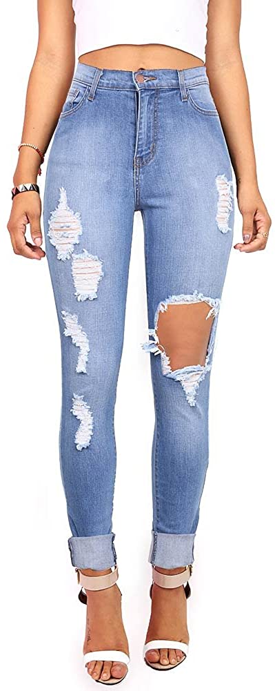 Price:$28.99 Vibrant Women's Juniors Ripped Rise Skinny Jeans at Amazon Women's Jeans store