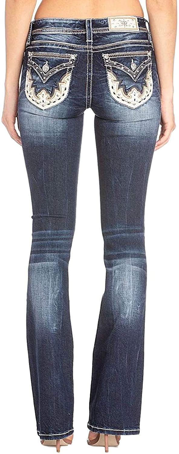 Price:$104.00    Miss Me Western Scallop Embellished Chloe Boot Cut Jeans  Clothing