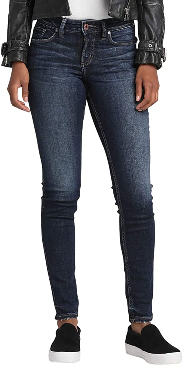 Price:$67.32    Silver Jeans Co. Women's Suki Curvy Fit Mid Rise Skinny Jeans  Clothing