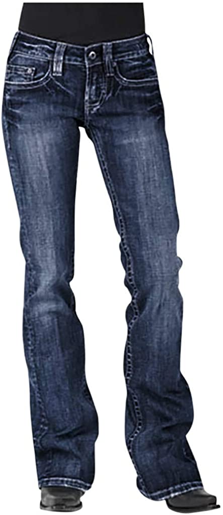Price:$2.99 UOFOCO Women Loose Mid Rise Stretch Straight Jeans at Amazon Women's Jeans store