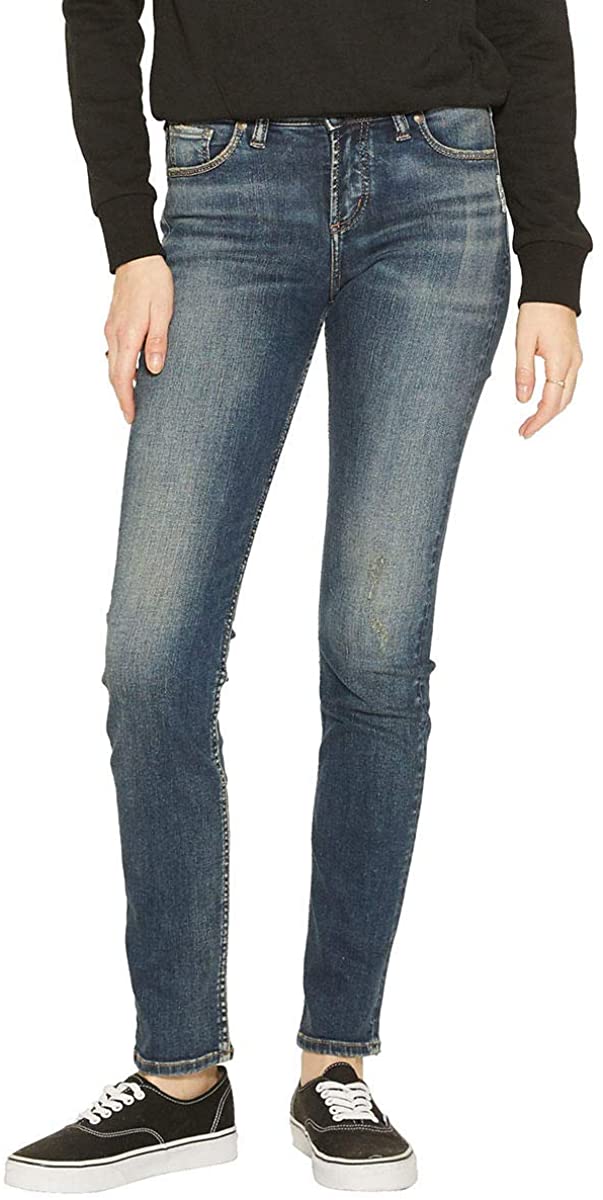 Price:$20.09    Silver Jeans Co. Women's Avery Curvy Fit High Rise Slim Leg Jeans  Clothing