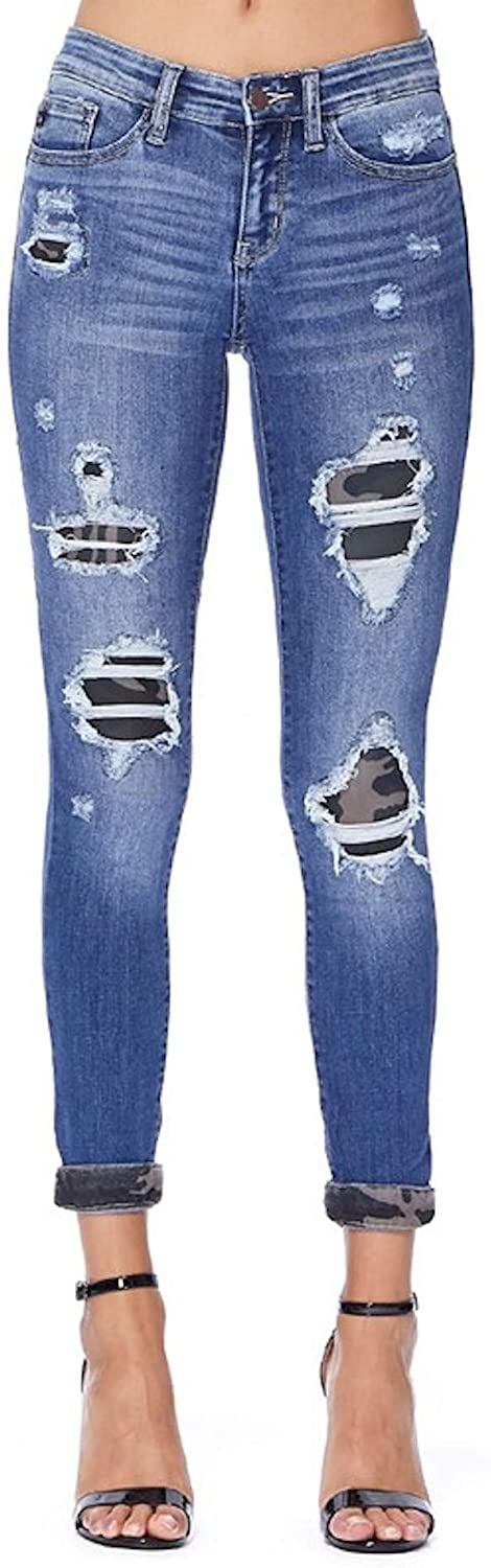 Price:$38.96 Judy Blue Jeans Camo Patch Mid Rise Skinny at Amazon Women's Jeans store