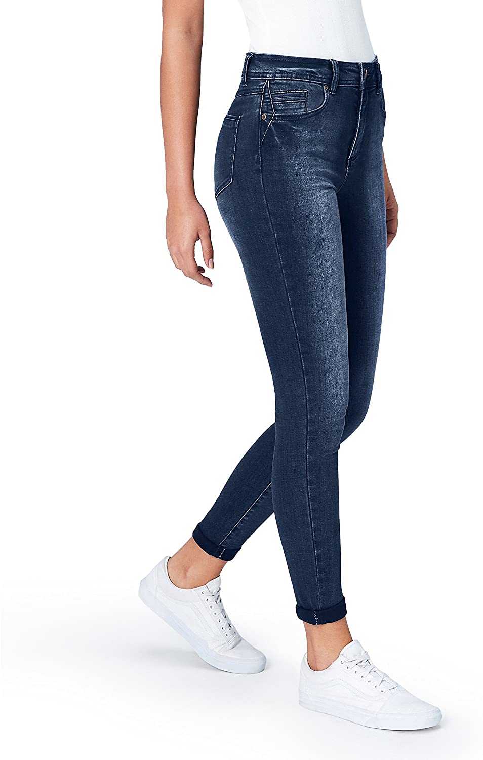 Price:$19.83    Amazon Brand - find. Women's Skinny Mid Rise Stretch Jeans  Clothing