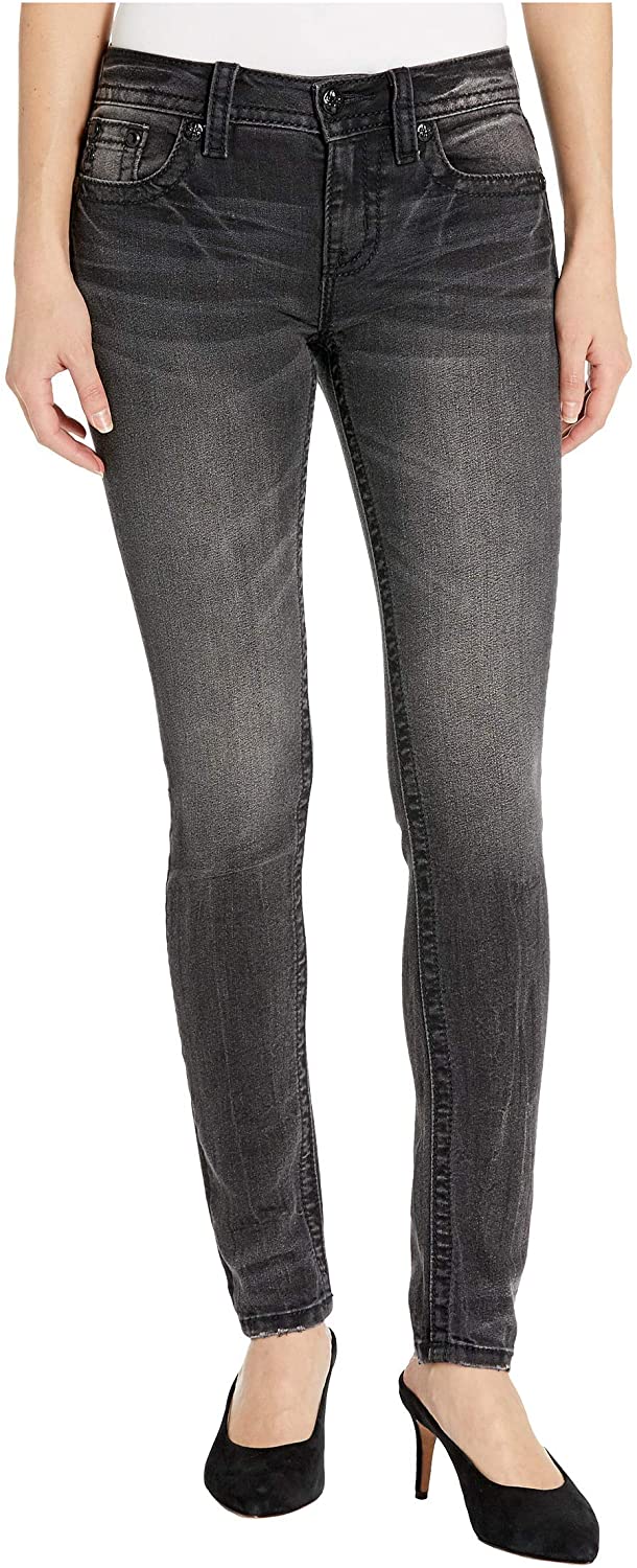Price:$52.99    Miss Me Wing Fleur De Lis Skinny Jeans in Grey  Clothing