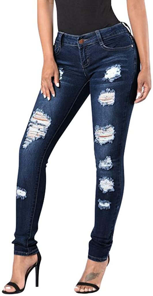 Price:$13.15 Kulywon Fashion Womens Button Zipper Pocket Hole Pants Slim Skinny Denim Casual Jeans at Amazon Women's Jeans store