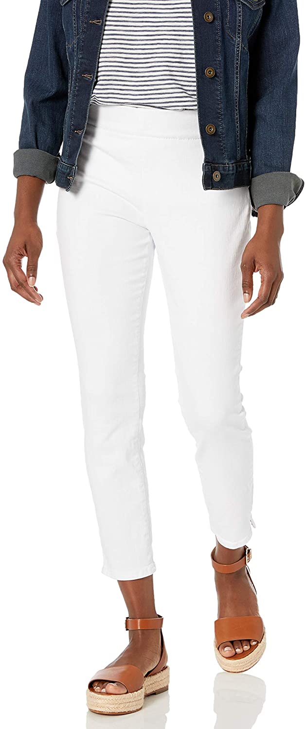 Price:$49.50    NYDJ Women's Petite Pull on Skinny Ankle Jean with Side Slit  Clothing