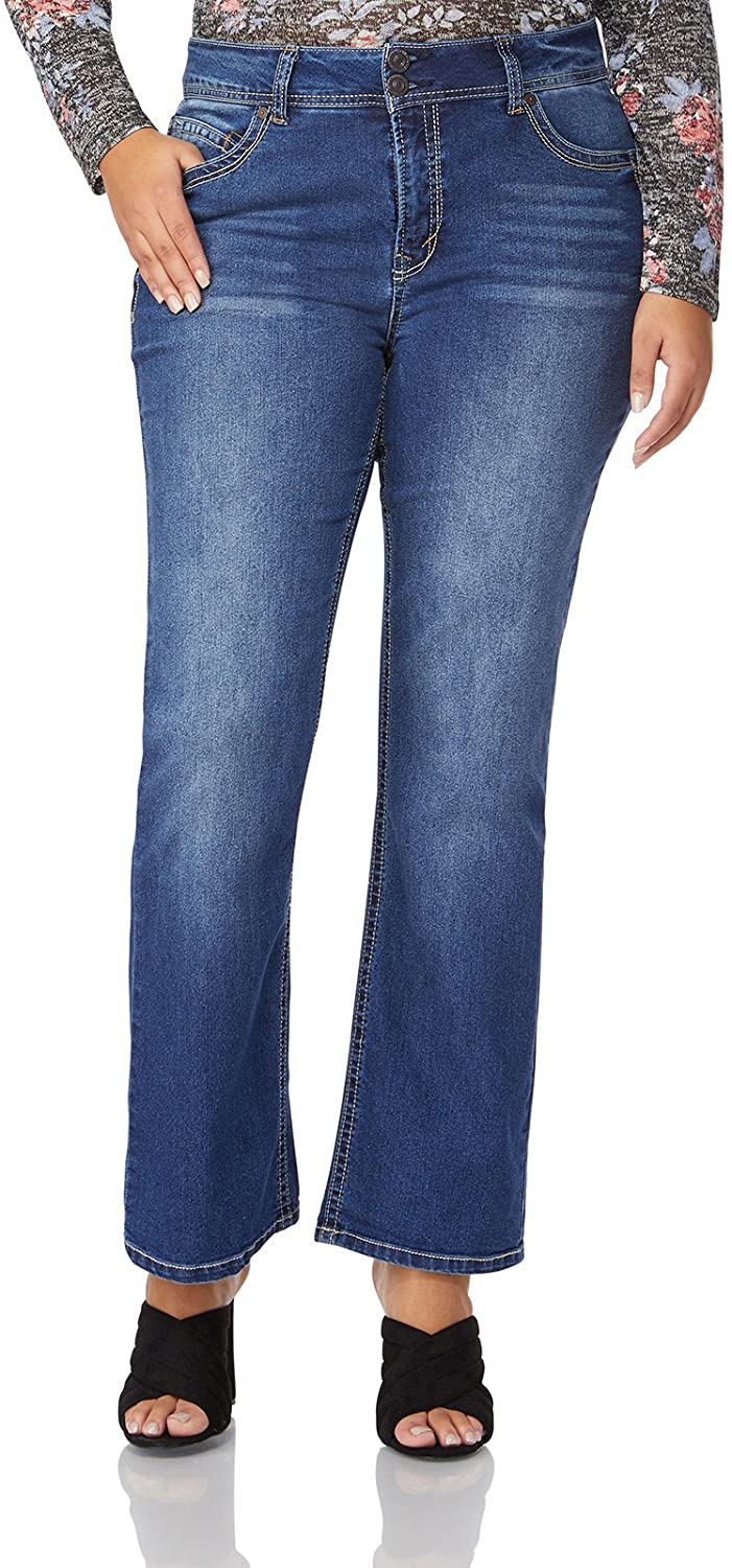 Price:$32.99    WallFlower Women's Plus Size Luscious Curvy Stretch Bootcut Denim Jeans  Clothing