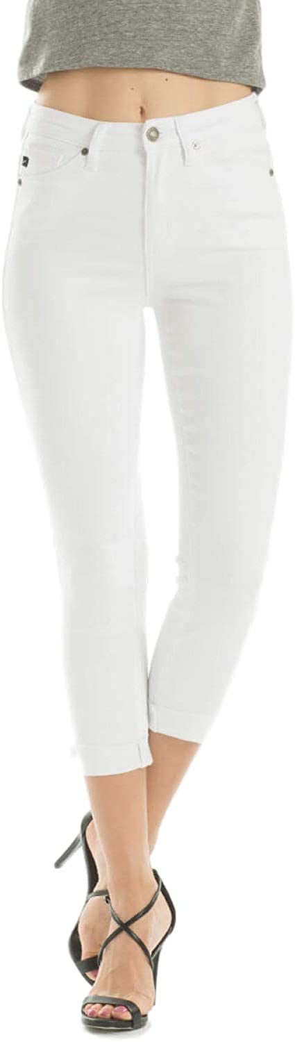 Price:$54.50 KanCan High Rise Cuffed Capris White Jeans KC5019WT at Amazon Women's Jeans store