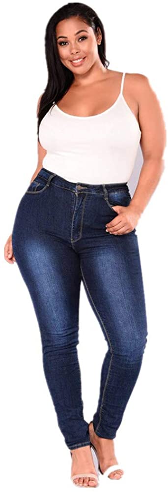 Price:$12.99 Women's Straight Leg Jeans Plus Size Stretch Slim High Waist Jeans Pants KIKOY at Amazon Women’s Clothing store