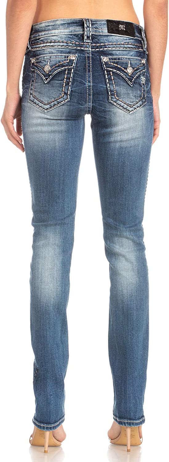 Price:$98.00    Miss Me - Womens Mid-Rise M5014T318 Straight Jeans  Clothing