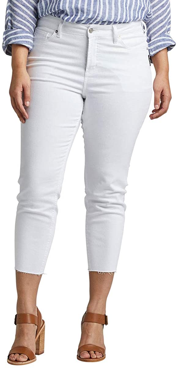 Price:$49.99    Silver Jeans Co. Women's Plus Size Avery High-Rise Curvy Skinny Crop Jeans  Clothing