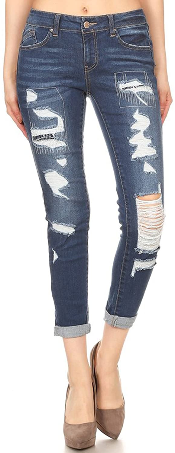 Price:$24.99 wax jean Women's Distressed Slim Fit Skinny Jeans Size 0 to 13 at Amazon Women's Jeans store