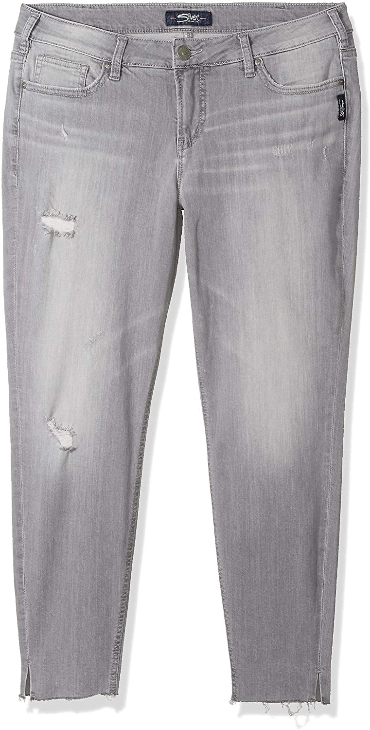 Price:$69.68    Silver Jeans Co. Women's Plus Size Aiko Mid Rise Ankle Skinny Jeans  Clothing