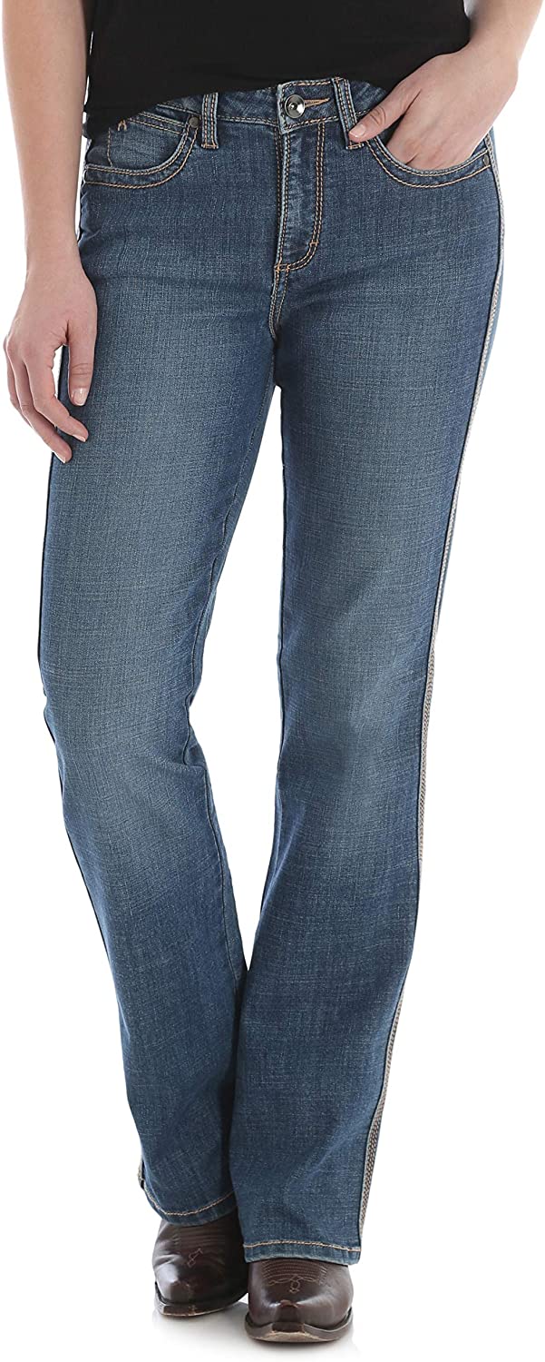 Price:$39.99 Wrangler Women's Aura Instantly Slimming Mid Rise Boot Cut Jean at Amazon Women's Jeans store