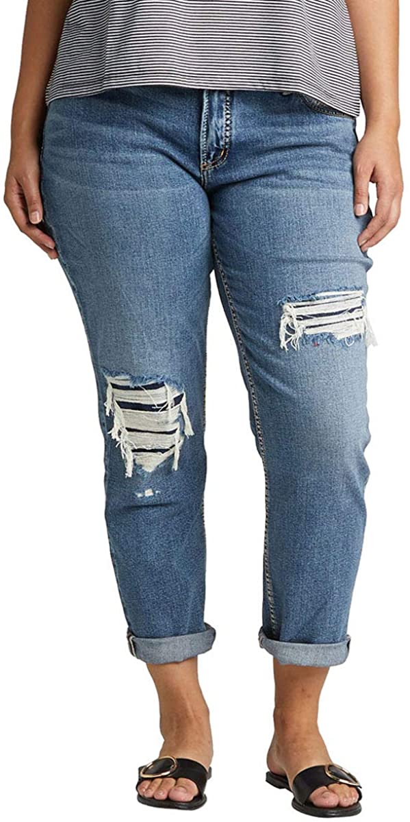 Price:$83.31    Silver Jeans Co. Women's Plus Size Mid-Rise Boyfriend Jeans  Clothing