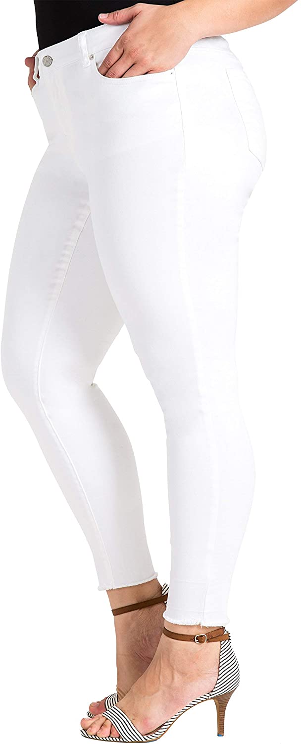 Price:$88.00 Standards & Practices Plus Size Women's Released Hem White Skinny Premium Jeans at Amazon Women's Jeans store