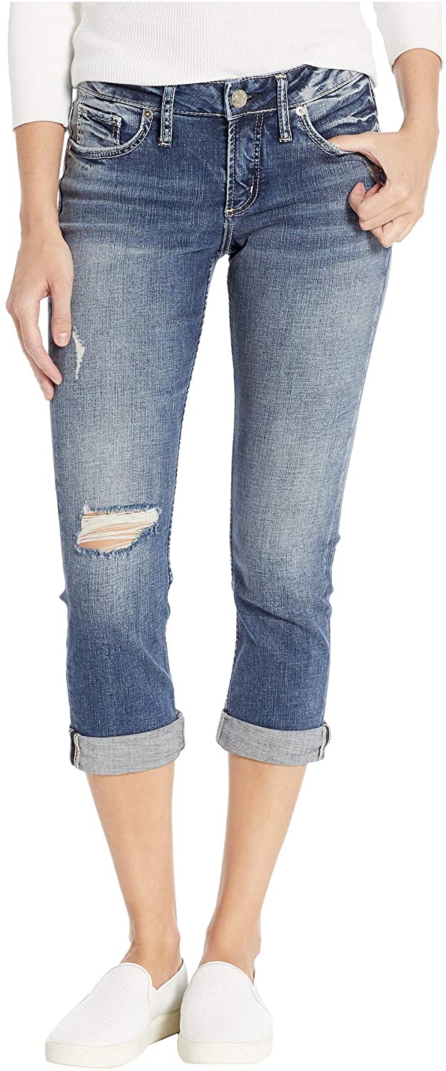 Price:$22.99    Silver Jeans Co. Women's Elyse Curvy Fit Mid Rise Capri Jean  Clothing
