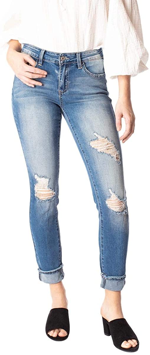 Price:$56.95 Kan Can Kancan Women's Mid Rise Destroyed Skinny Jeans KC5030M at Amazon Women's Jeans store
