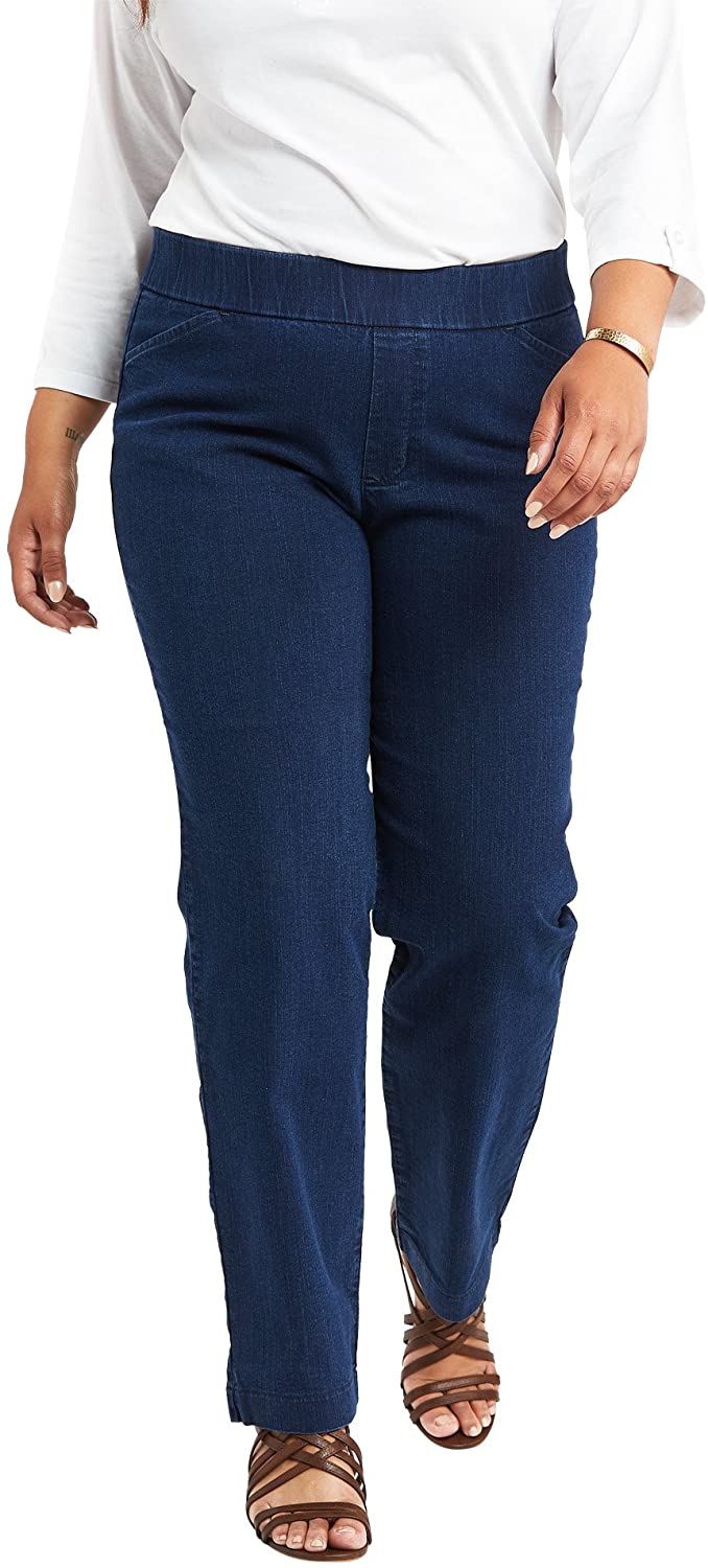 Price:$19.99 Chic Classic Collection Women's Plus Size Easy Fit Elastic Waist Pull On Pant at Amazon Women’s Clothing store